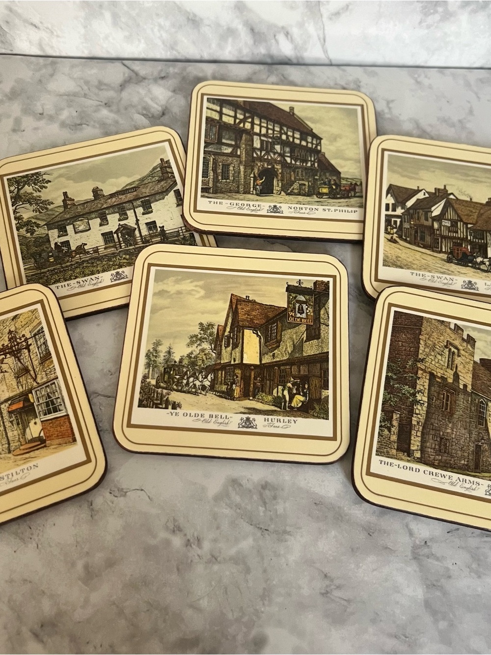 Vintage Pimpernel Coasters Set of 6 | Old English Inns